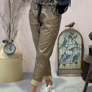 Pantalonas de Ganga com bolso e cinto Azul Escuro