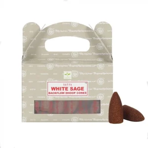Satya White Sage Backflow Dhoop Cone (24 Peças, x1 Caixa)