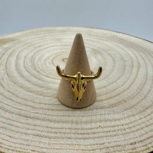 Anel Caveira de Touro Dourado