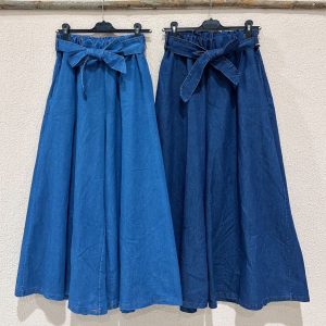Pantalonas de Ganga com bolso e cinto Azul