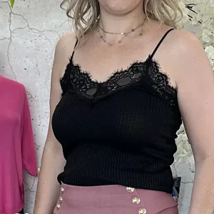 Camisola Glitter c/ Renda Preta