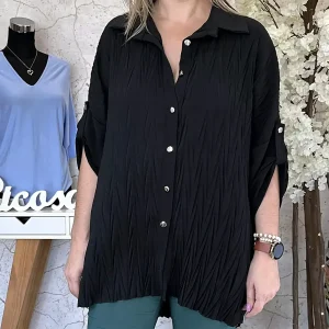Camisa Oversize c/ Botões Preta