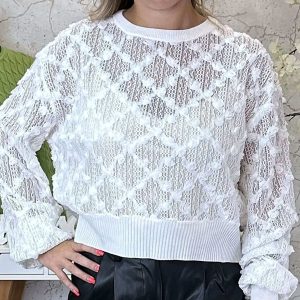 Camisola Rendada Losangos Preta