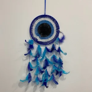 Caça Sonhos Olho Mau (Azul e Branco)