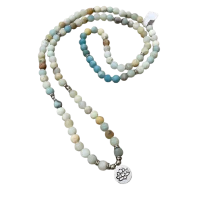 Japamala - Amazonite com Pendente Flor de Lótus