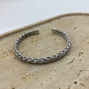 Pulseira Homem Metal Prata Abertas (Variadades) Azul e Prateado
