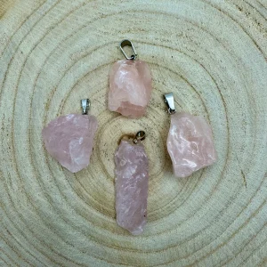 Pendente Pedra Bruta - QUARTZO ROSA