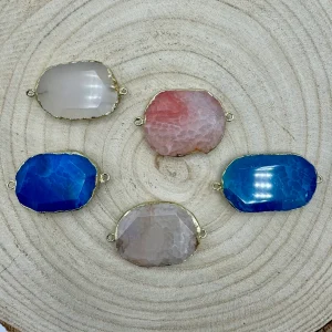 Pendentes de Pedra Pulida e Dourado VARIEDADES 1