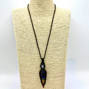 Amuleto de Cristal 7 Chakras com Jade Branco