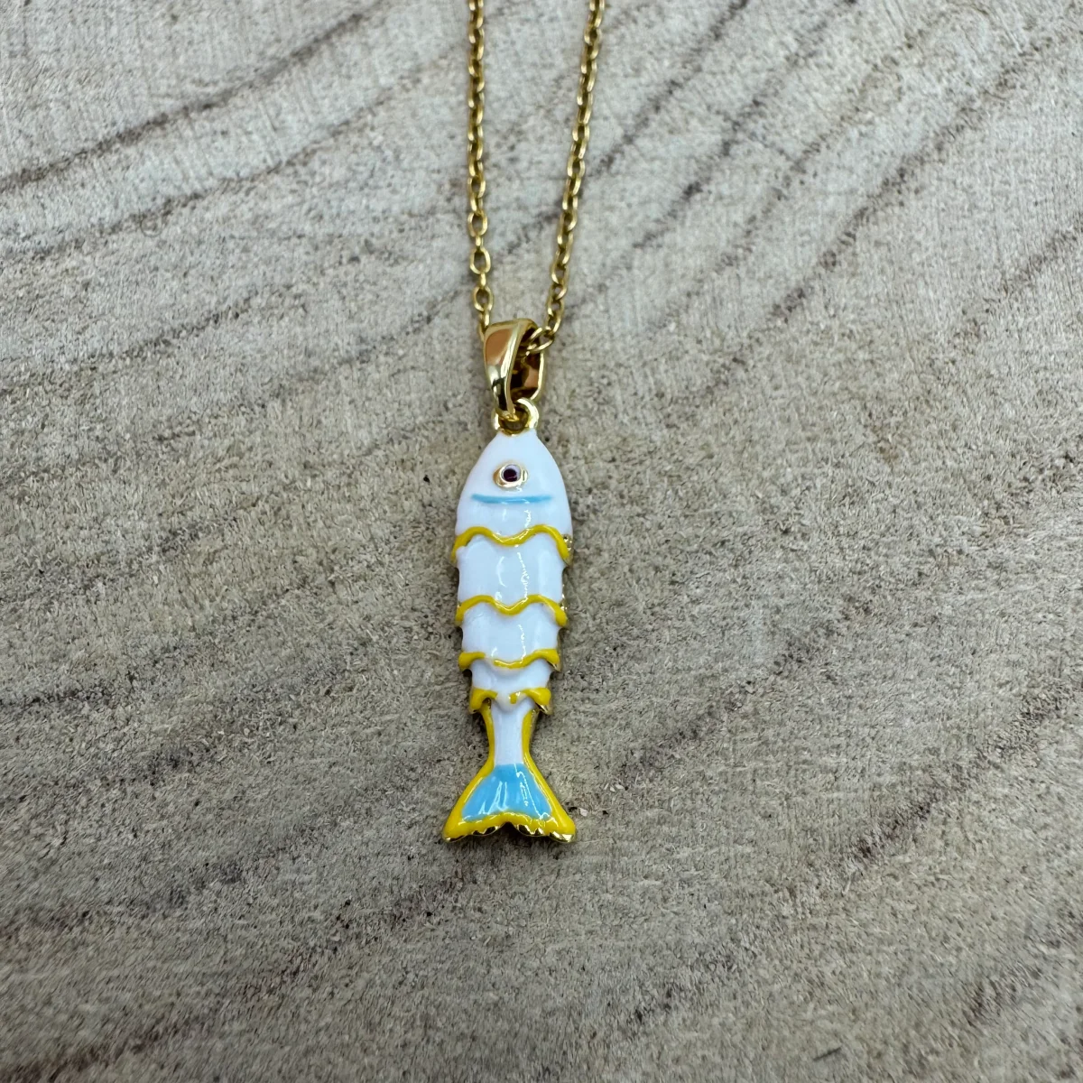 Fio Peixe Pequeno Branco Dourado