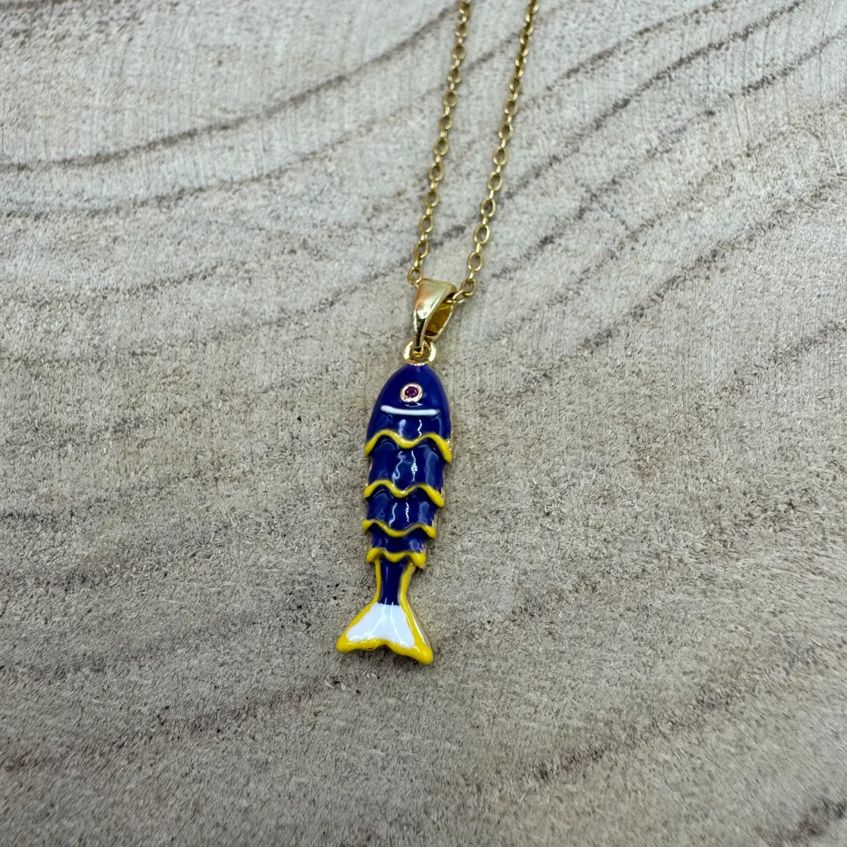 Fio Peixe Pequeno Azul Escuro Dourado - Image 2