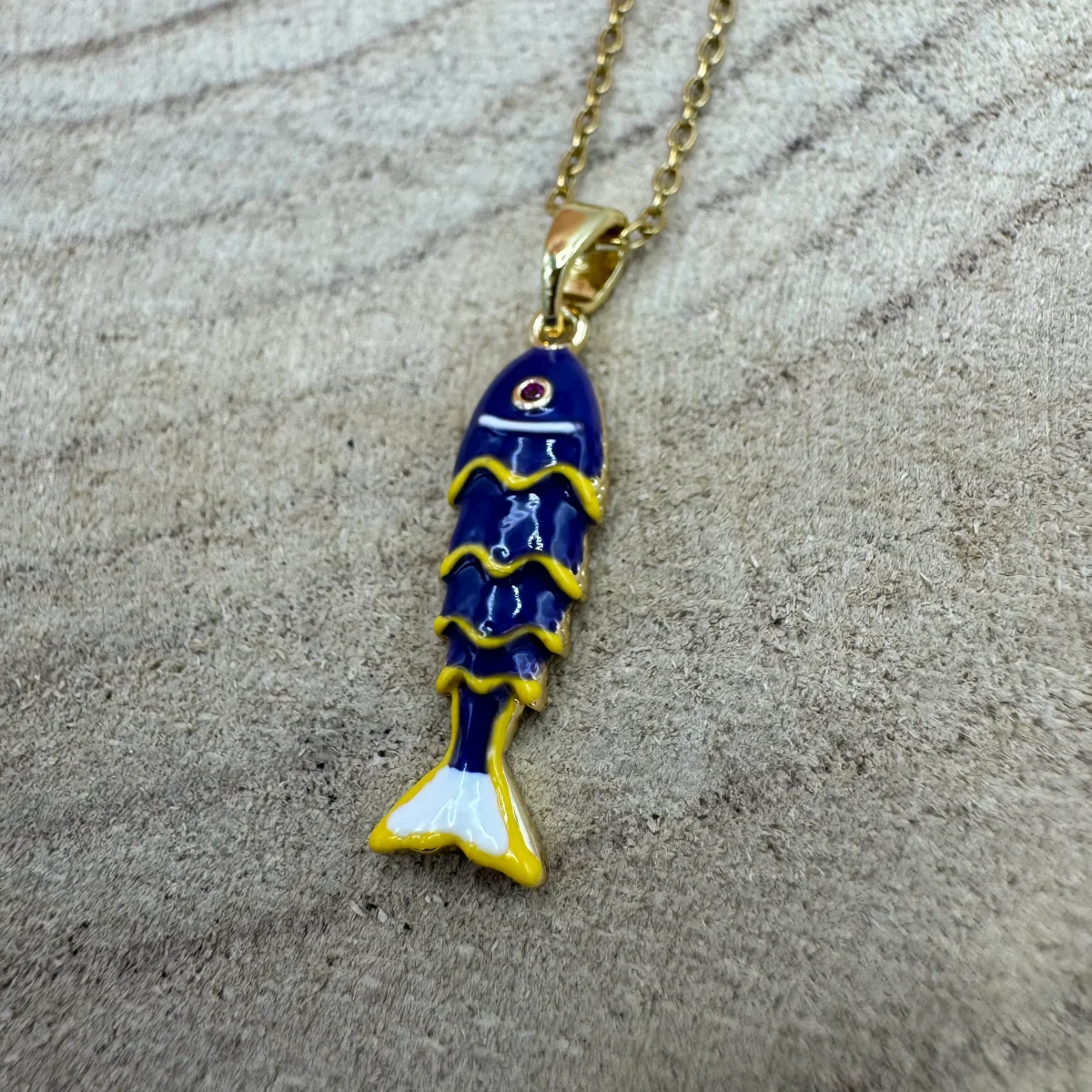 Fio Peixe Pequeno Azul Escuro Dourado - Image 3