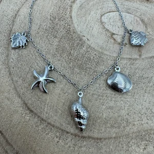 Pulseira de Pé Frutos do Mar Búzio Prateado