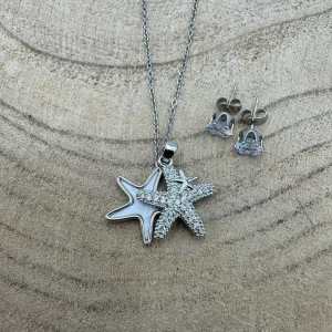 Fio 2 Estrelas - Madre Pérola e Brilhantes Prateado (Oferta Brincos)