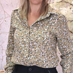 Blusa Florzinhas Camel/Verdes/Azuis