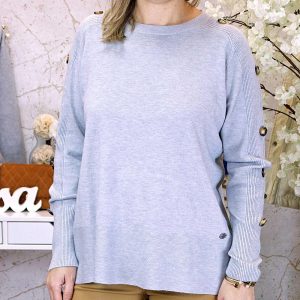 Camisola Malha c/ Botões Cinza