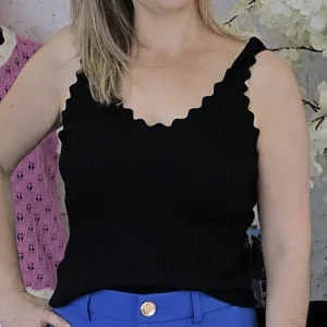 Camisola Malha Canelada Preta