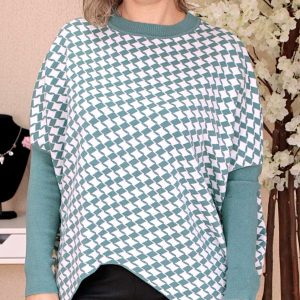 Camisola Malha Quadrados Verde