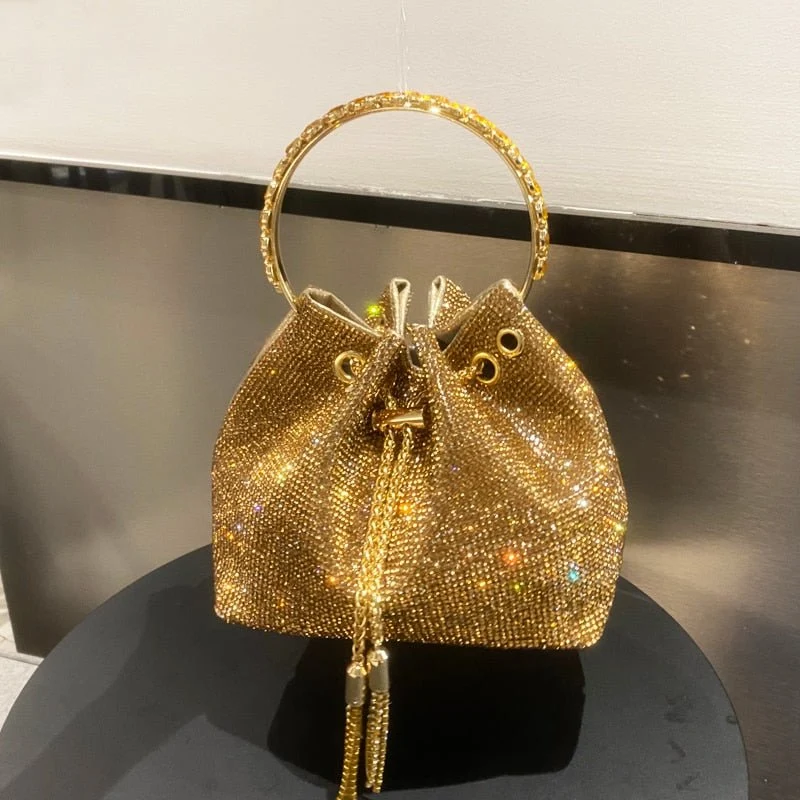 Bolsa Feminina Saquinho Strass Prata - Frete Grátis - Image 5