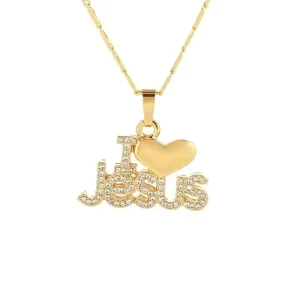 Colar Feminino Cristão em Aço Inoxidável com Pingente Coração e o Nome Jesus