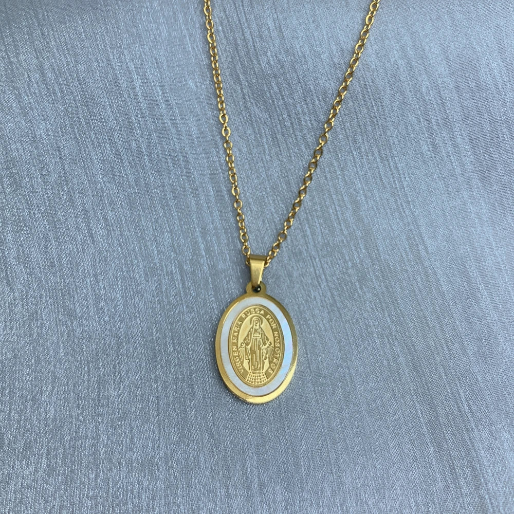 Colar Feminino Cristão em Aço inoxidável com Pingentes Virgem Maria - Image 4