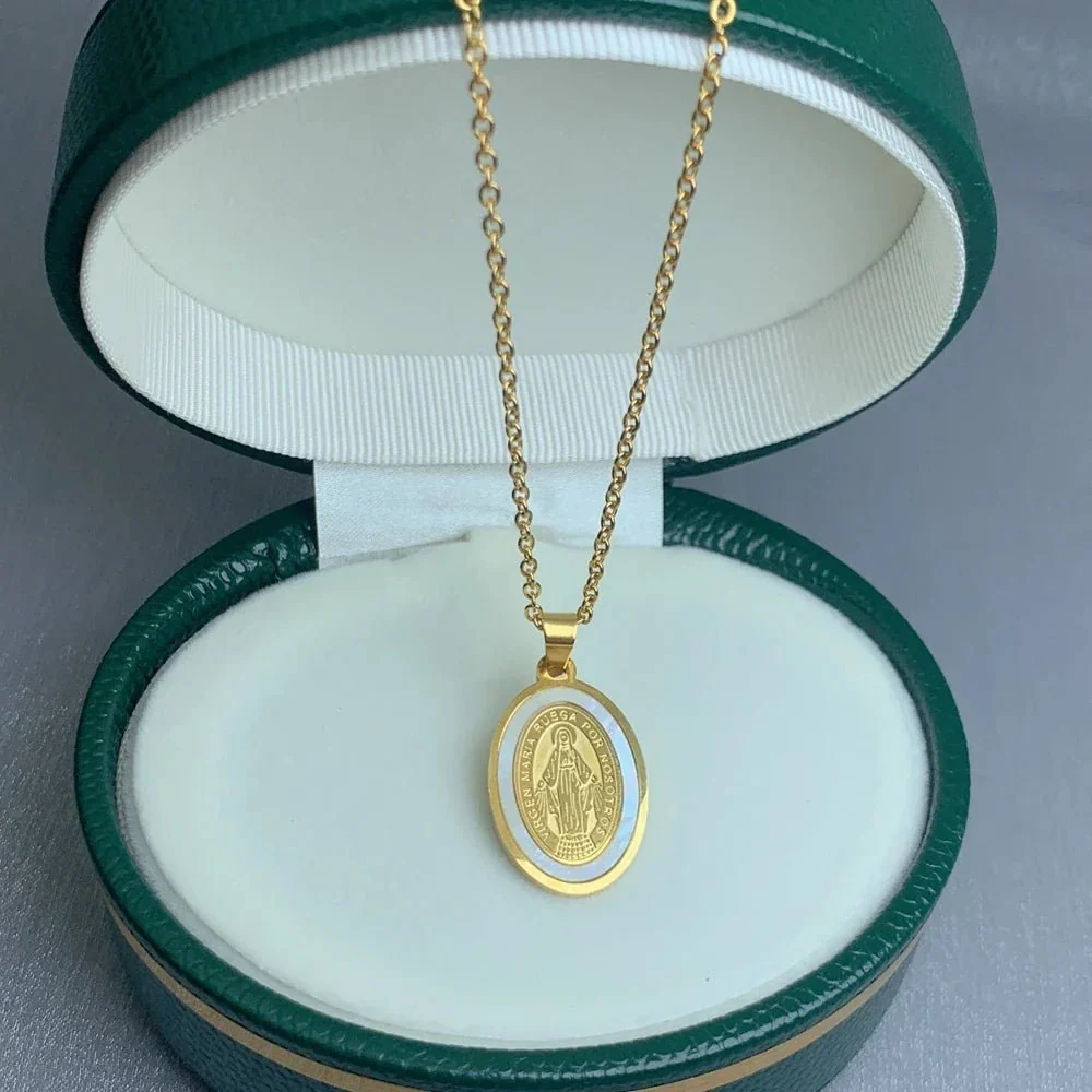 Colar Feminino Cristão em Aço inoxidável com Pingentes Virgem Maria - Image 7