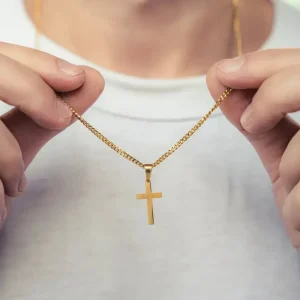 Colar Masculino em Aço inoxidável com Pingentes em Forma de Cruz