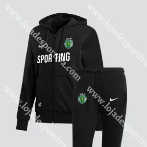 FATO TREINO CASACO PRETO/BRANCO SPORTING CP 25/26