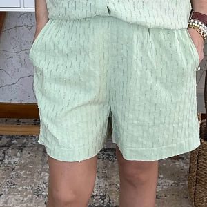 Calções Rendados c/ Bolsos Verde Água