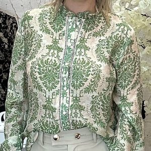 Blusa Damask Verde/Bege
