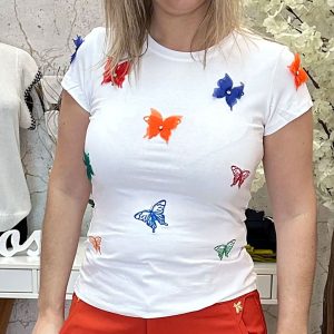 T-Shirt Borboletas Branca