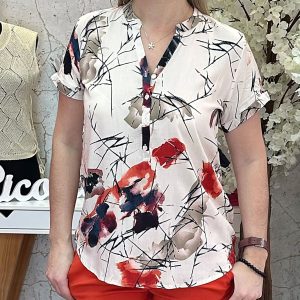 Blusa Flor Abstrata Laranja
