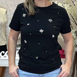 T-Shirt c/ Brilhantes Preta