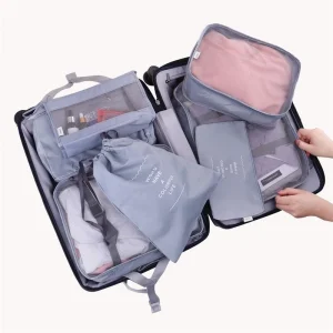 Kit 8 Peças Necessaire Organizadora Mala Viagem