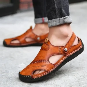 LeatherComfort™ - Sandálias Masculinas Ultra-Confortáveis de Couro Genuíno