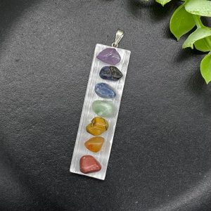 Pendente Pedra Selenita Chakras 5X1cm