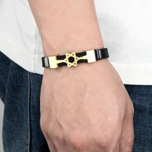 Pulseira Unissex de Silicone Cristão Estrela de Davi com Fecho Magnético