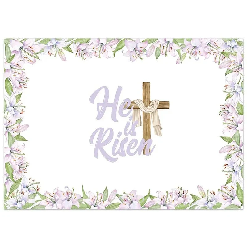Toalha De Mesa Impermeável Religiosa com Frase Inglês ele Ressuscitou - Image 7